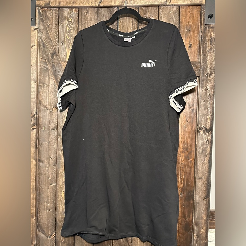 Puma Black Short Sleeve Dress with Logo Detail